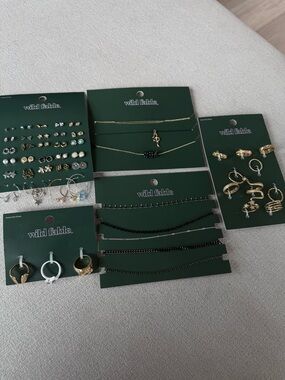 Wild Fable Gold and Black Mixed Earring & Jewelry Set